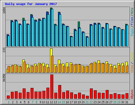 Daily usage for January 2017