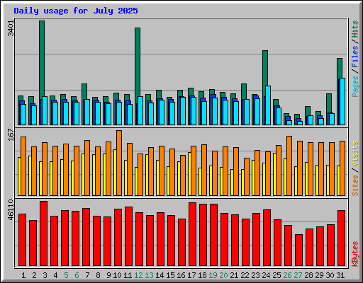 Daily usage for July 2025