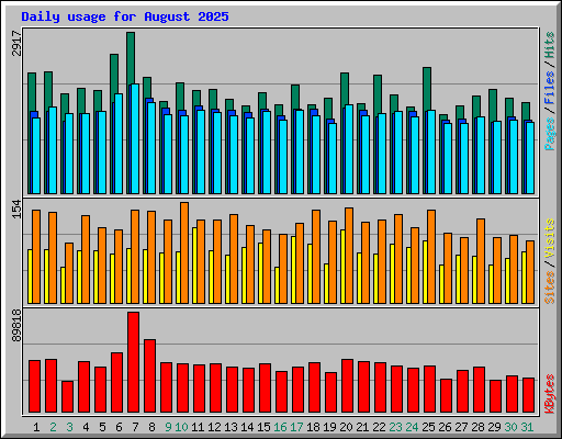 Daily usage for August 2025